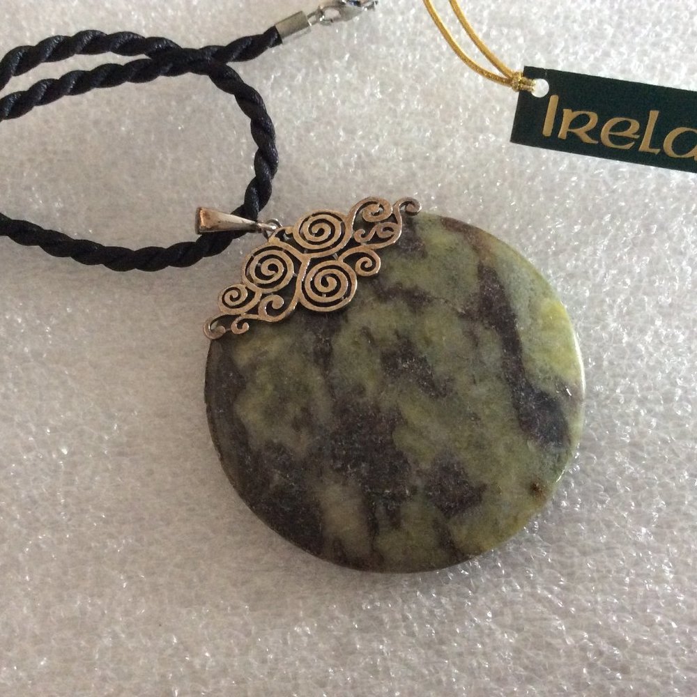 Large Connemara Marble & Silver Swirls Necklace ~ Ireland